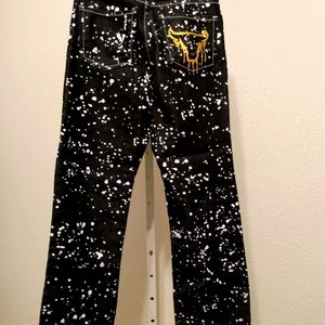 Qruel Jean Co. Black White Denim Jeans sz 12/L